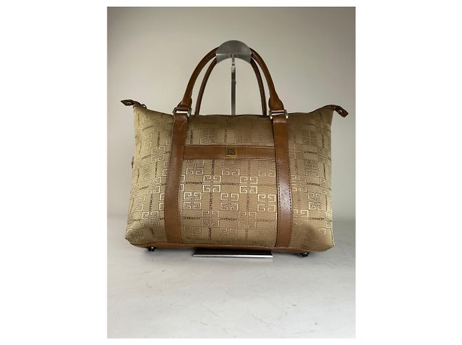 Vintage Givenchy 4G Logo Canvas Tote Beige Brown Gold - Ansicht 12