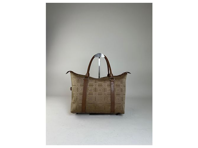 Vintage Givenchy 4G Logo Canvas Tote Beige Brown Gold - Ansicht 13