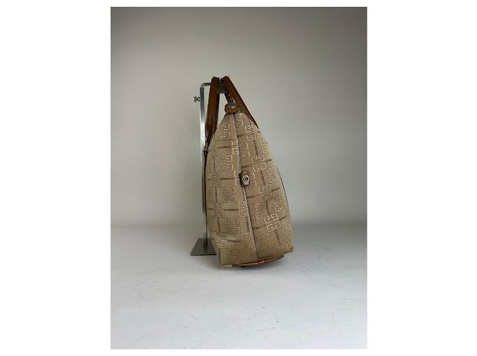 Vintage Givenchy 4G Logo Canvas Tote Beige Brown Gold - Ansicht 6