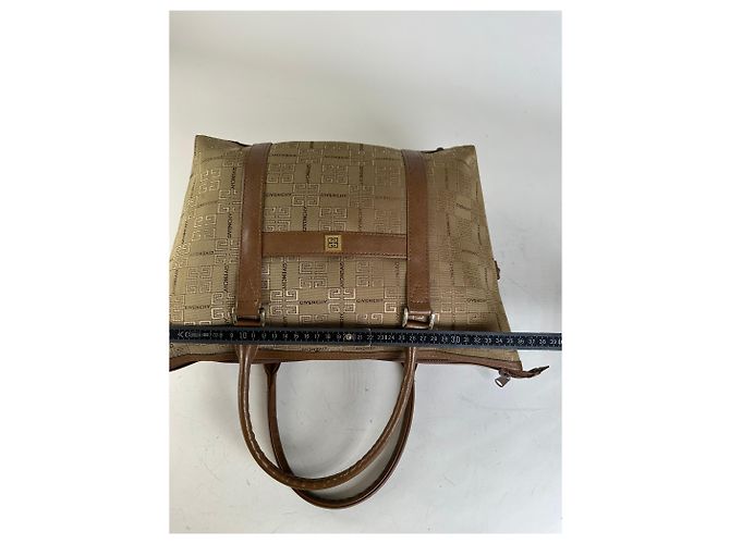 Vintage Givenchy 4G Logo Canvas Tote Beige Brown Gold - Ansicht 9