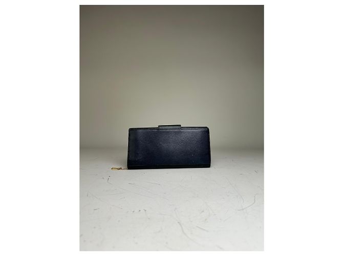 Vintage Givenchy Leather Long Wallet Black Gold - view 10
