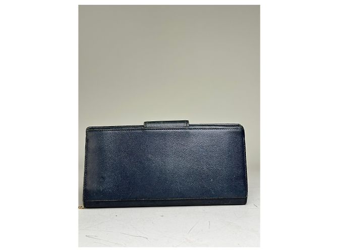 Vintage Givenchy Leather Long Wallet Black Gold - view 2
