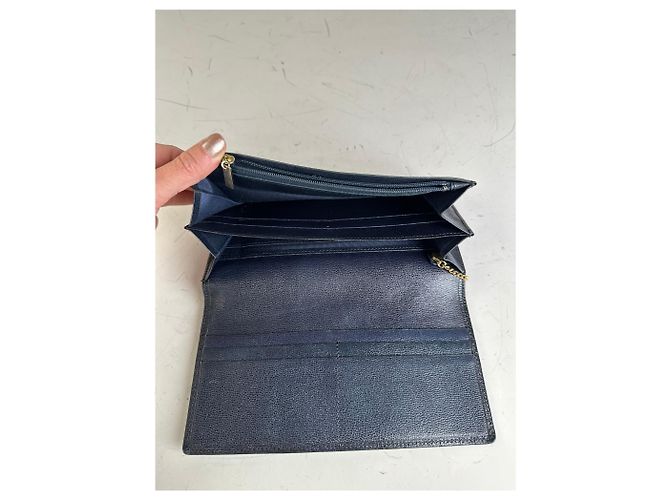 Vintage Givenchy Leather Long Wallet Black Gold - view 5