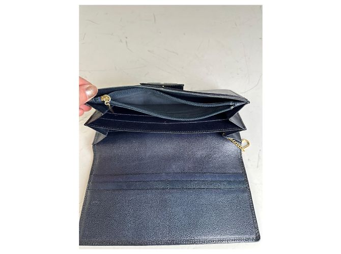 Vintage Givenchy Leather Long Wallet Black Gold - view 6