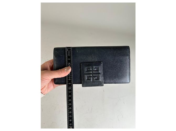 Vintage Givenchy Leather Long Wallet Black Gold - view 8
