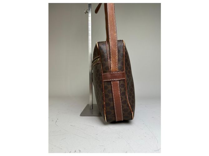 Céline Vintage Celine Monogram Canvas Schultertasche Brown Tan Braun - Ansicht 6