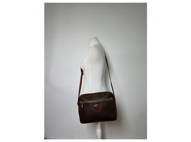 Céline Vintage Celine Monogram Canvas Schultertasche Brown Tan Braun - Ansicht 9