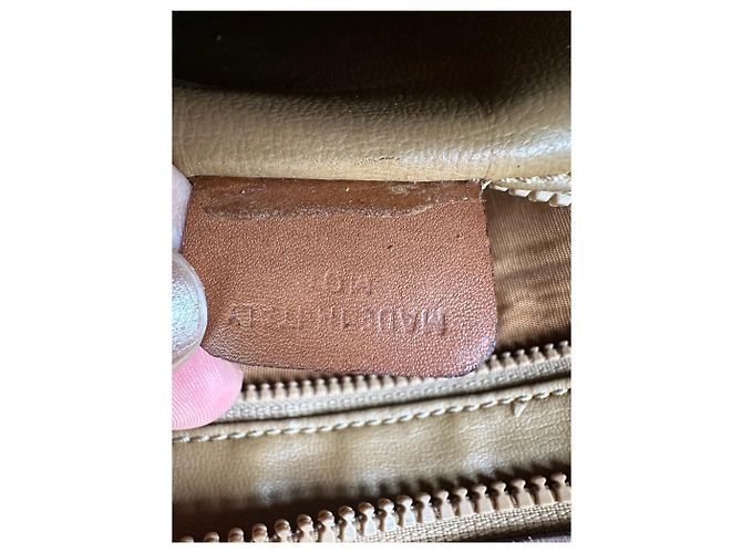 Céline Tote Vintage Celine in Tela e Pelle Beige Brown Gold - vista 7