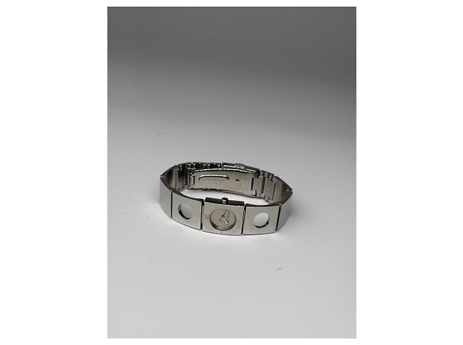Vintage Courreges Armbanduhr aus Edelstahl mit Logo, Silber - Ansicht 4