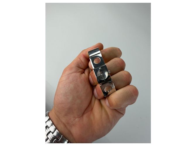 Vintage Courreges Armbanduhr aus Edelstahl mit Logo, Silber - Ansicht 5
