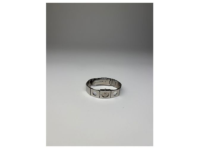 Vintage Courreges Armbanduhr aus Edelstahl mit Logo, Silber - Ansicht 9