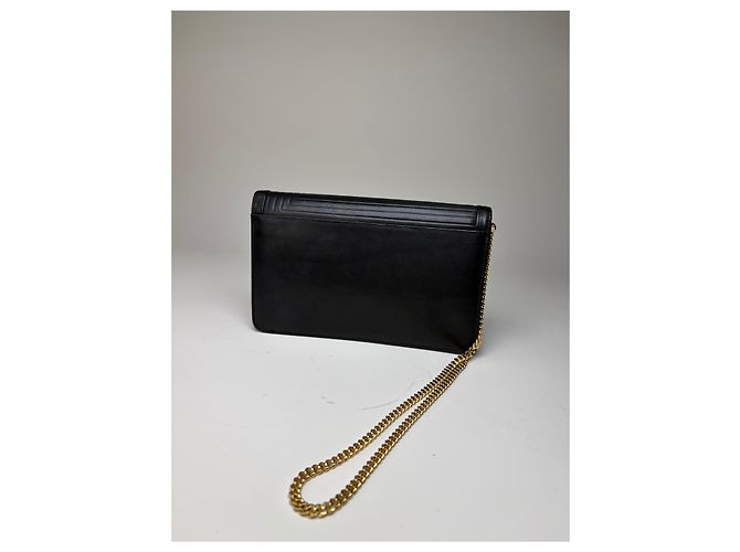 Clutch Vintage Givenchy in Pelle con Catena Nero Oro - vista 2