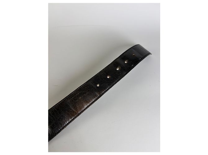 Céline Vintage Celine Ledergürtel Schwarz Goldene Schnalle - Ansicht 8