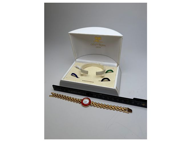 Vintage Courreges Armbanduhr Kette Red Gold Rot - Ansicht 2