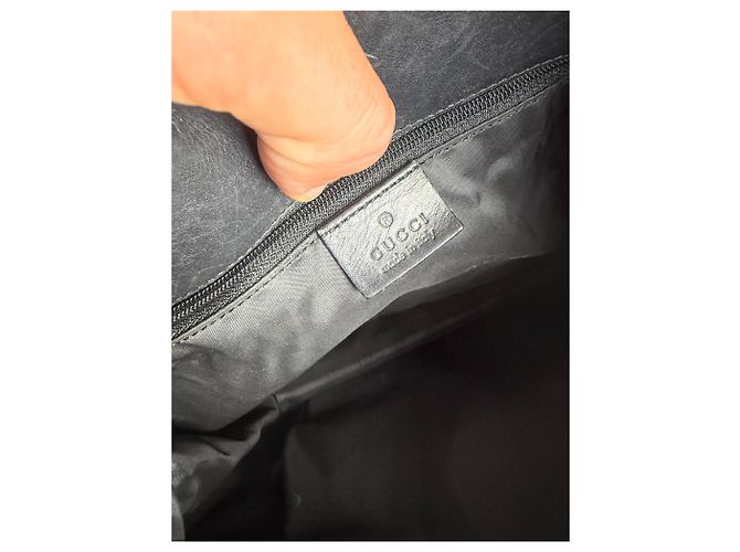 Vintage Gucci Nylon Schultertasche Schwarz Silber - Ansicht 4
