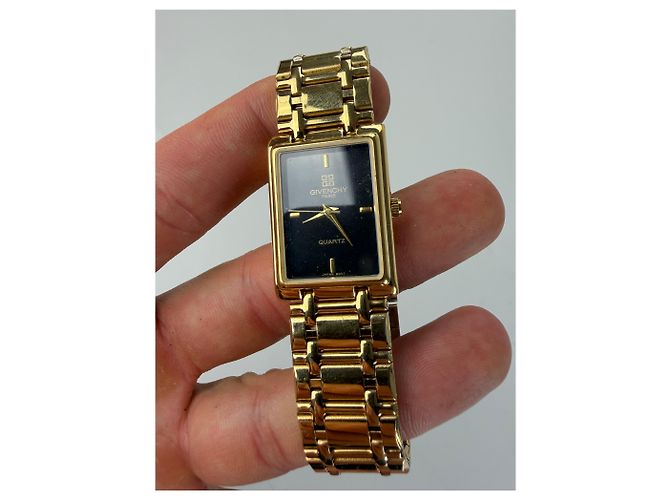 Vintage Givenchy Armbanduhr aus Edelstahl Gold Schwarz Golden - Ansicht 6