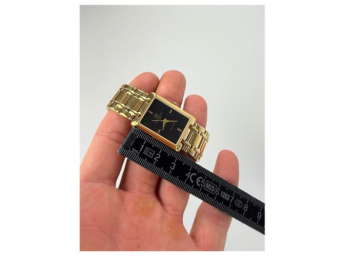 Vintage Givenchy Armbanduhr aus Edelstahl Gold Schwarz Golden - Ansicht 8