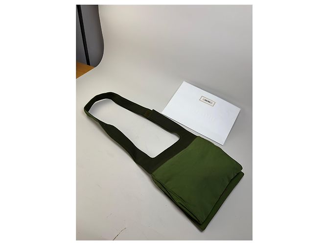 Vintage Miu Miu Mesh Nylon Schultertasche Olive Green Silver Grün - Ansicht 2