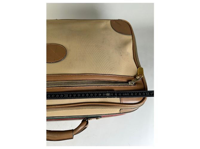 Vintage Gucci Canvas Reisetasche Beige Brown Gold - Ansicht 11
