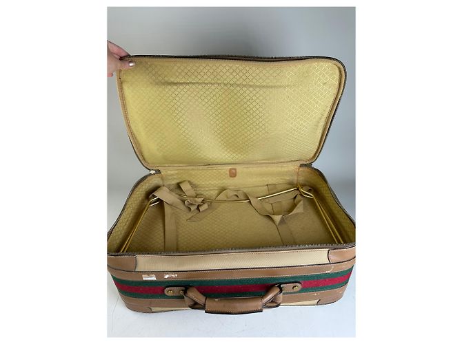 Vintage Gucci Canvas Reisetasche Beige Brown Gold - Ansicht 15