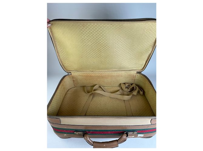 Vintage Gucci Canvas Reisetasche Beige Brown Gold - Ansicht 3