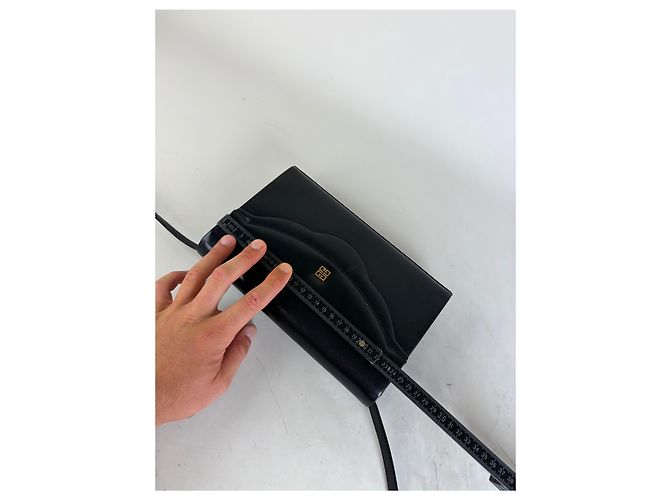 Vintage Givenchy Leder Crossbody Bag Schwarz Gold - Ansicht 10