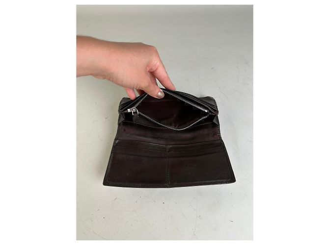 Vintage Loewe Leather Long Wallet Black - view 4