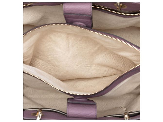 Bamboo Borsa Shopper Satchel Gucci Large in pelle di vitello viola con bambù Porpora - vista 4