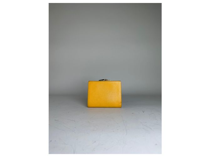 Vintage Givenchy Saffiano Leather Wallet Yellow Silver - view 11