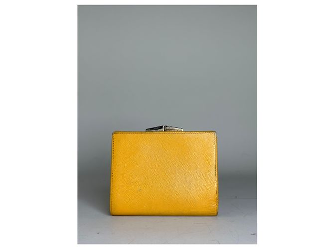 Vintage Givenchy Saffiano Leather Wallet Yellow Silver - view 2