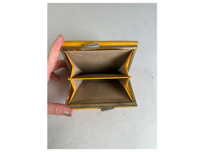 Vintage Givenchy Saffiano Leather Wallet Yellow Silver - view 3