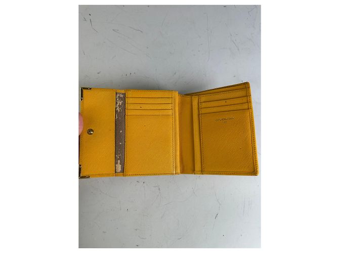Vintage Givenchy Saffiano Leather Wallet Yellow Silver - view 4