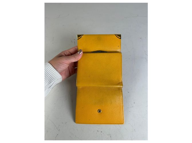 Vintage Givenchy Saffiano Leather Wallet Yellow Silver - view 7