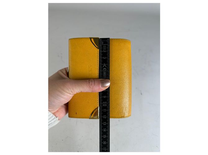 Vintage Givenchy Saffiano Leather Wallet Yellow Silver - view 8