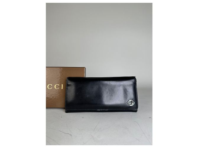 Vintage Gucci Leather Wallet Black Silver - view 12