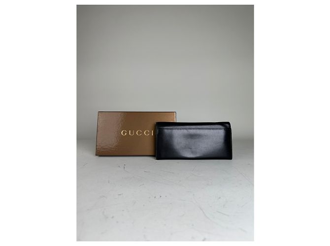 Vintage Gucci Leather Wallet Black Silver - view 2