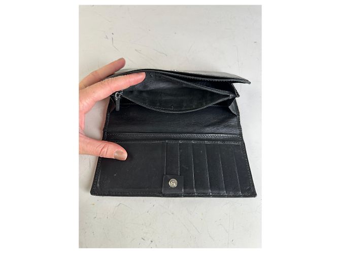 Vintage Gucci Leather Wallet Black Silver - view 5