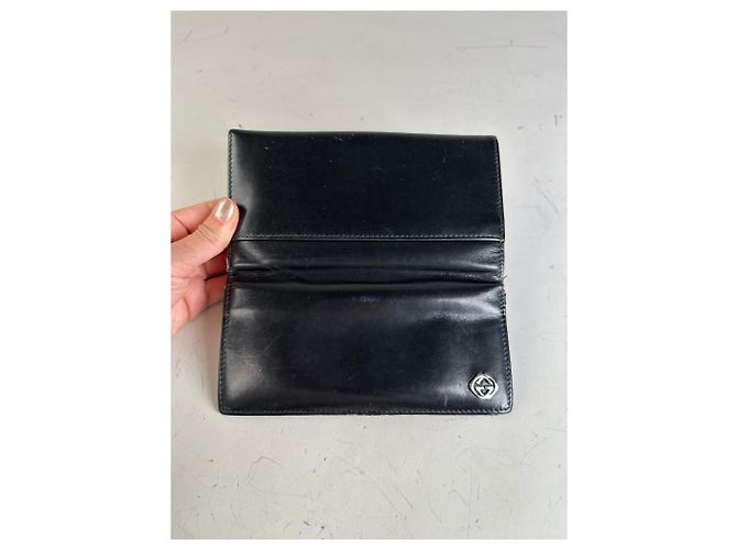 Vintage Gucci Leather Wallet Black Silver - view 8