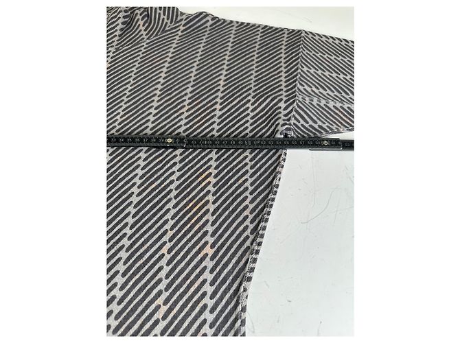 Vintage Issey Miyake gestreiftes Kleid aus Baumwollmischung Schwarz Grau M - Ansicht 10