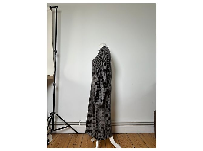 Vintage Issey Miyake gestreiftes Kleid aus Baumwollmischung Schwarz Grau M - Ansicht 2