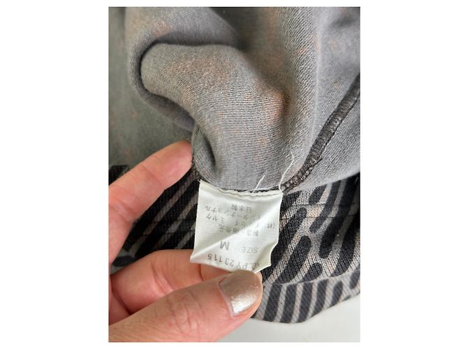 Vintage Issey Miyake gestreiftes Kleid aus Baumwollmischung Schwarz Grau M - Ansicht 6