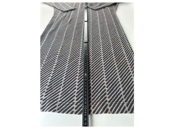 Vintage Issey Miyake gestreiftes Kleid aus Baumwollmischung Schwarz Grau M - Ansicht 9