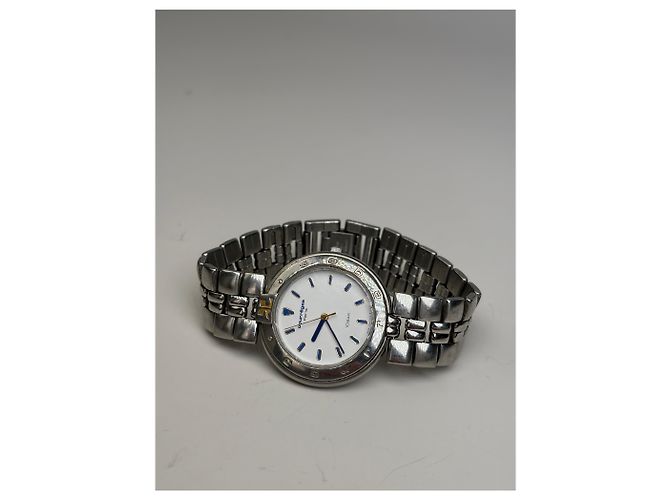 Vintage Courreges Armbanduhr aus Edelstahl Silber Weiß - Ansicht 4