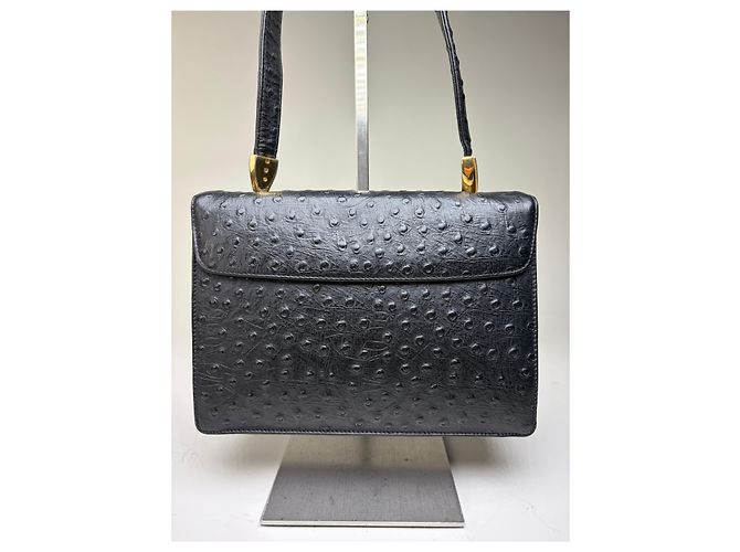 Vintage Givenchy Strukturierte Lederhandtasche Schwarz Gold - Ansicht 14
