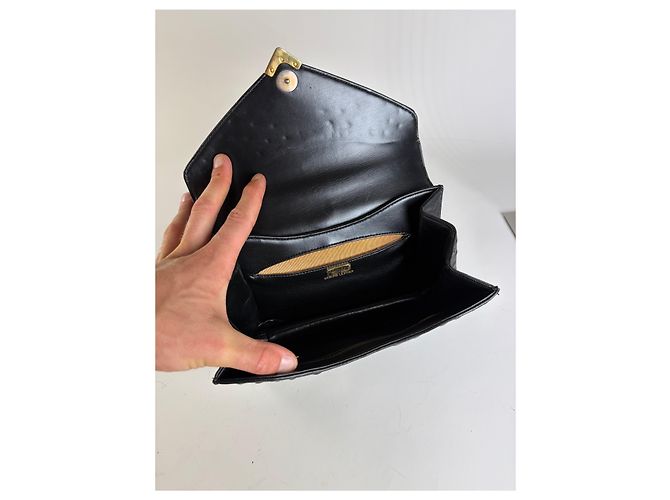 Vintage Givenchy Strukturierte Lederhandtasche Schwarz Gold - Ansicht 3