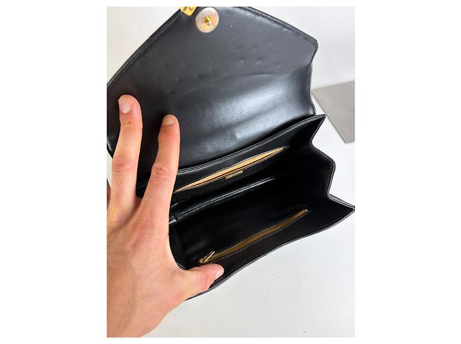 Vintage Givenchy Strukturierte Lederhandtasche Schwarz Gold - Ansicht 5