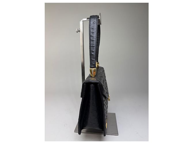 Vintage Givenchy Strukturierte Lederhandtasche Schwarz Gold - Ansicht 7