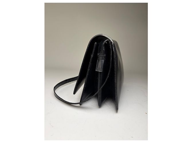 Vintage Loewe Strukturierte Leder-Schultertasche Schwarz Gold - Ansicht 11