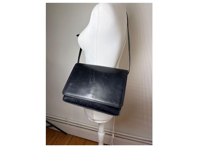 Vintage Loewe Strukturierte Leder-Schultertasche Schwarz Gold - Ansicht 15