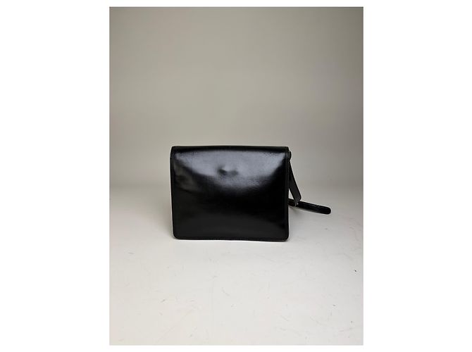 Vintage Loewe Strukturierte Leder-Schultertasche Schwarz Gold - Ansicht 2